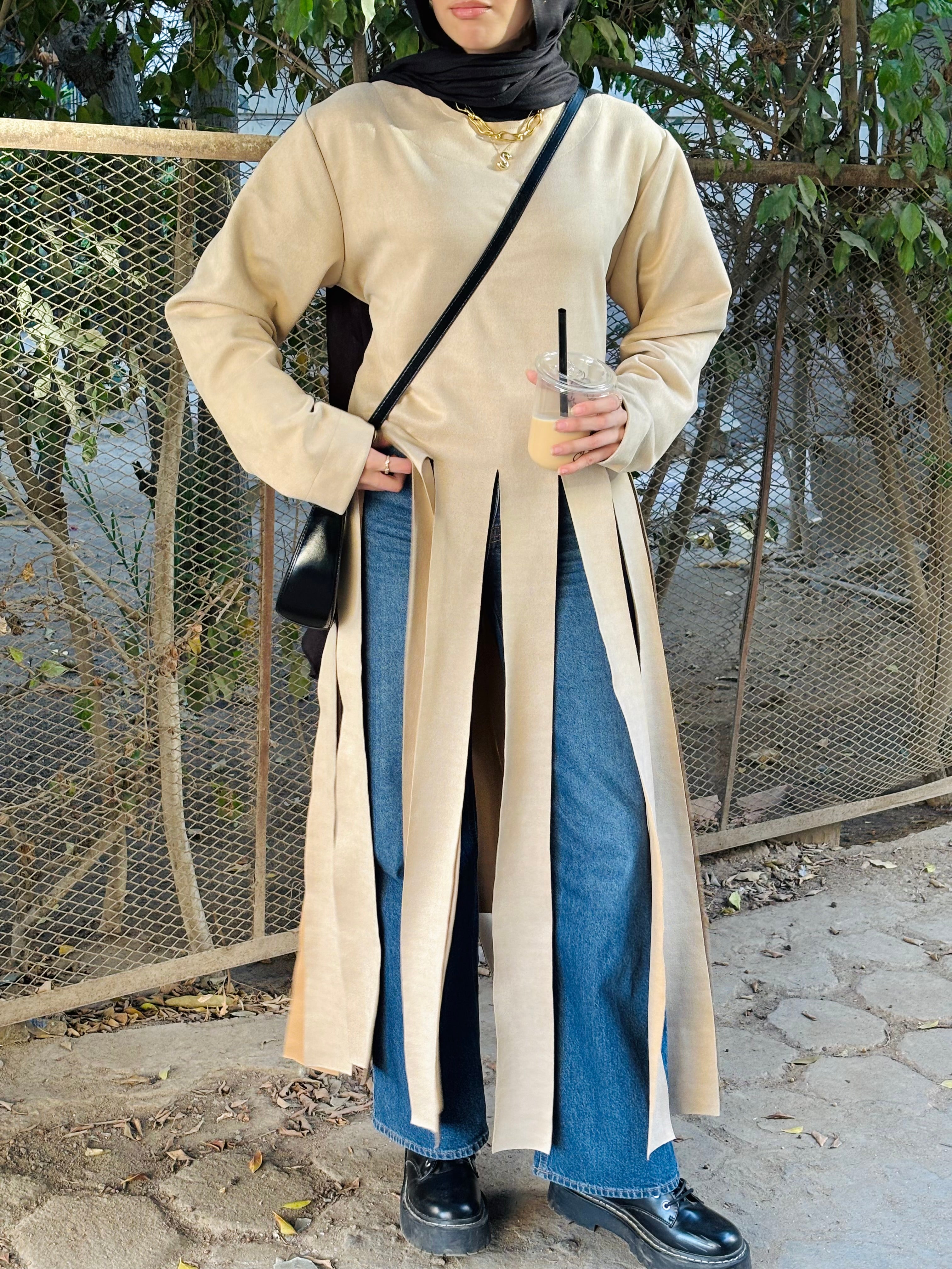 Fall in Fringes Top in Beige