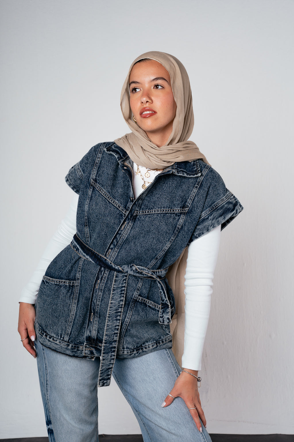 Denim Vest in Dark blue