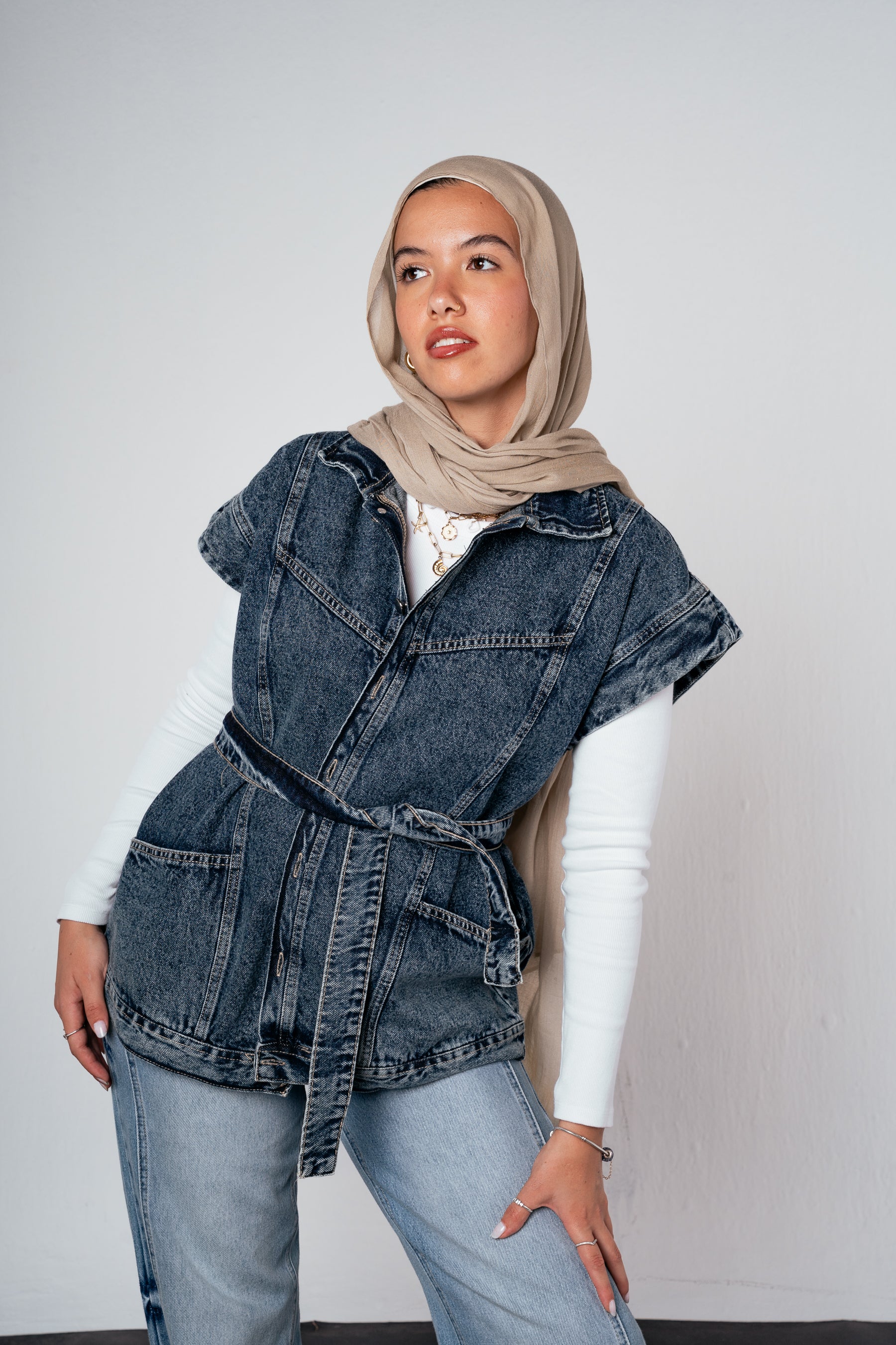 Denim Vest in Dark blue