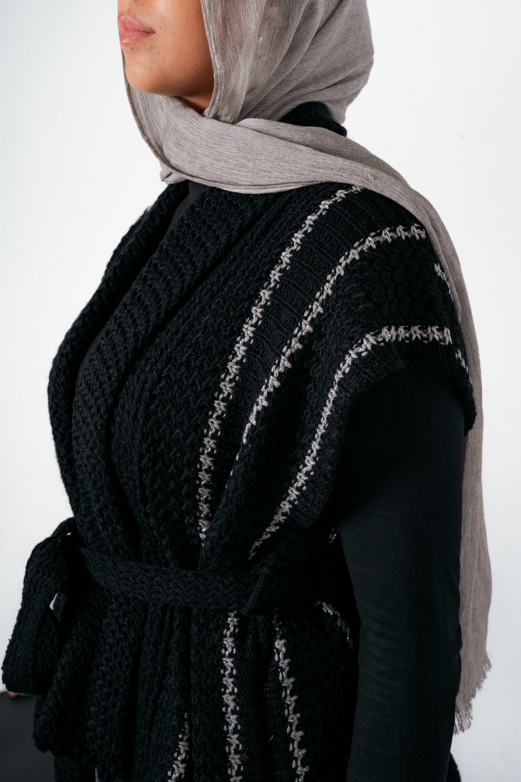 Silver Threads Knit Vest in Black