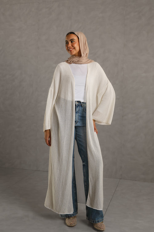 Cloud Waves Crochet Long Cardigan