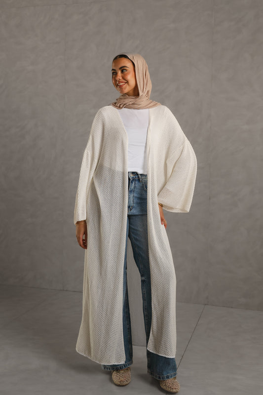 Cloud Waves Crochet Long Cardigan