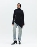 Warm Knit Asymmetrical Top in Black
