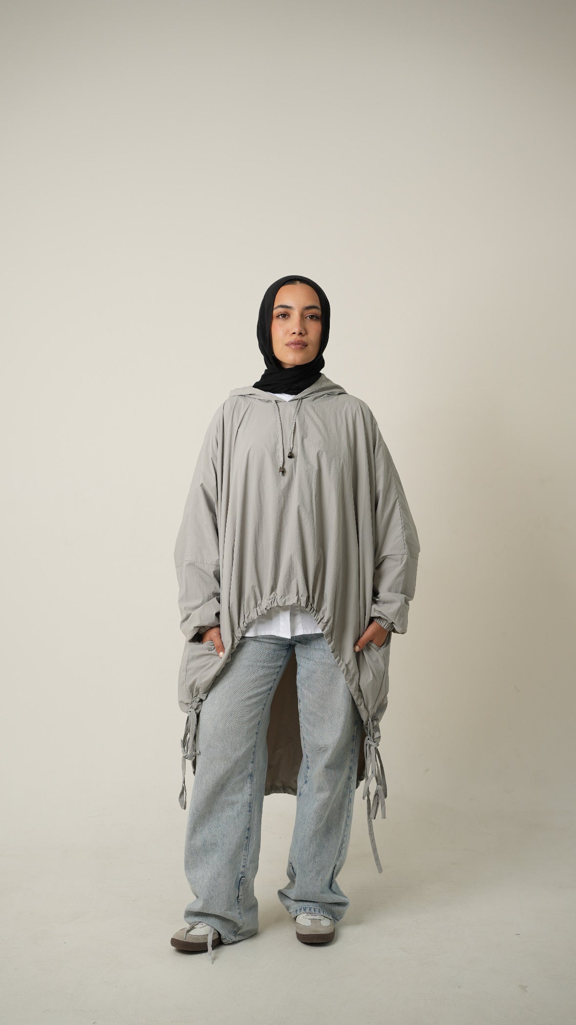 Hooded Waterproof jacket in metal gray