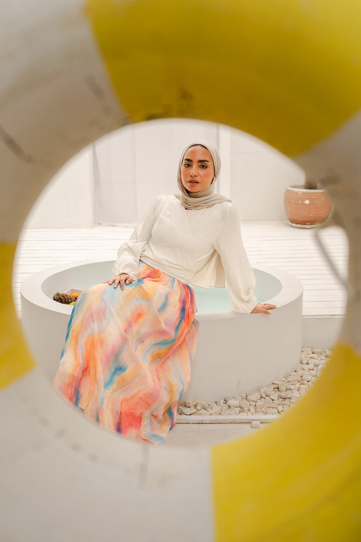 Peachy Sunset Asymmetric Skirt