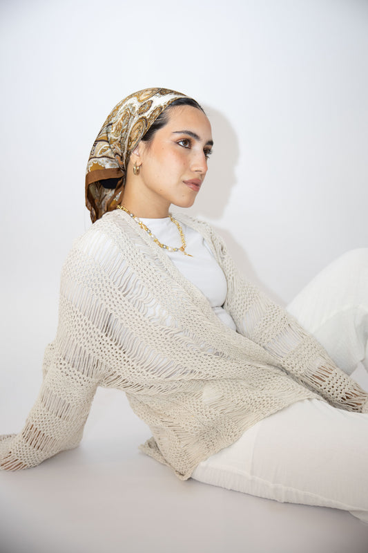 Coastal Crochet Cardigan in Off White