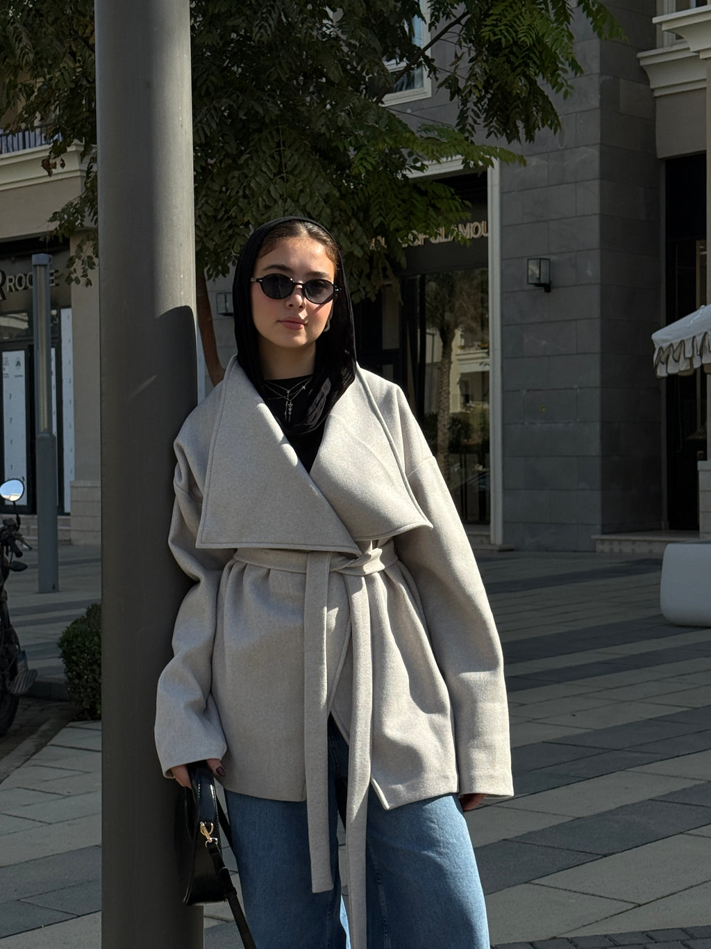 The Wrap Grace Coat in Greige