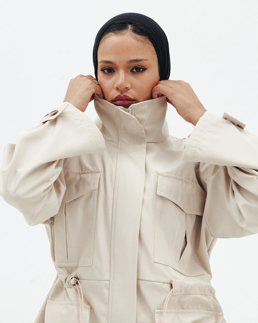 The Drawstring Jacket in Beige