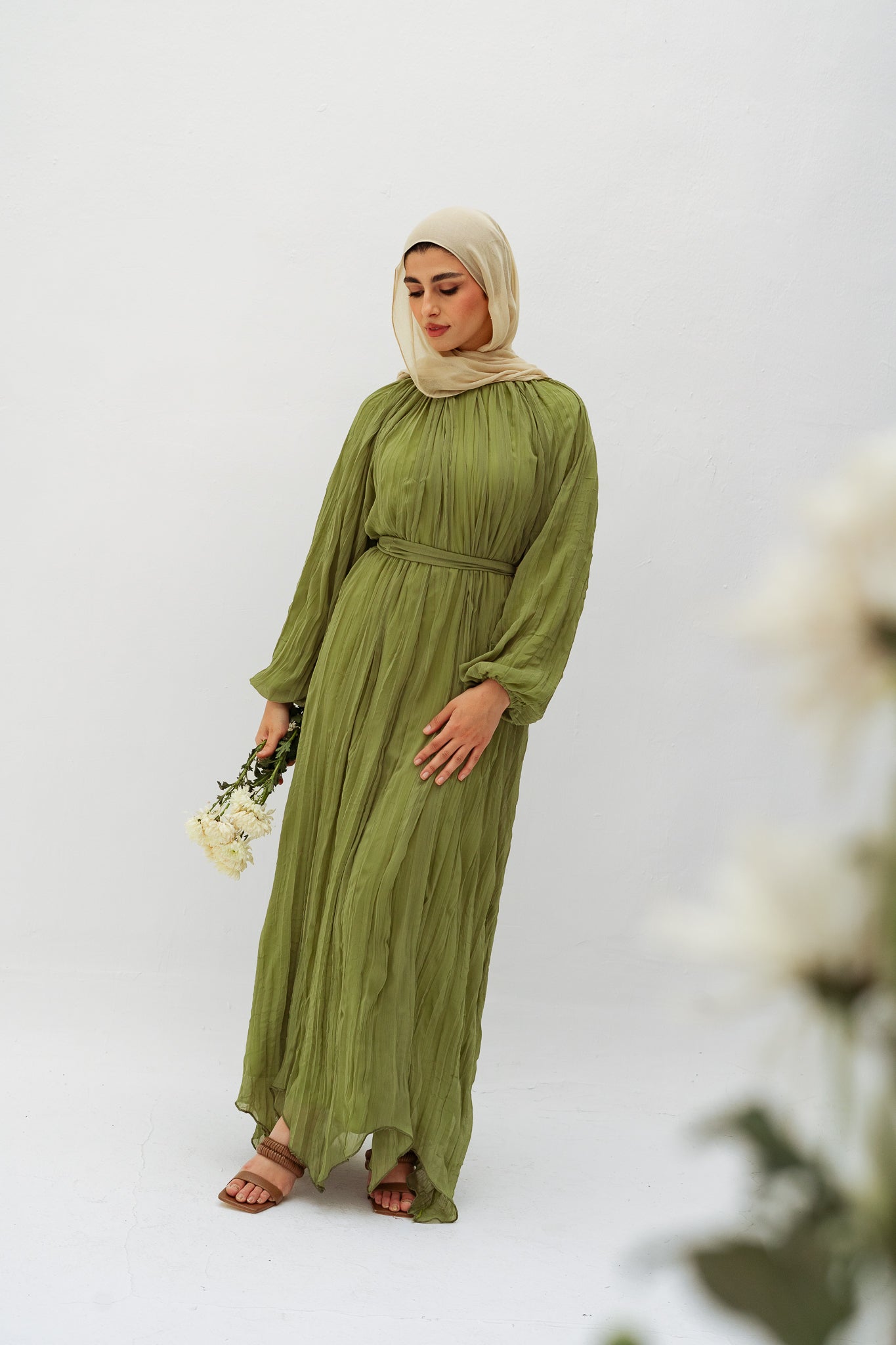 Nazly crushed dress in Mint