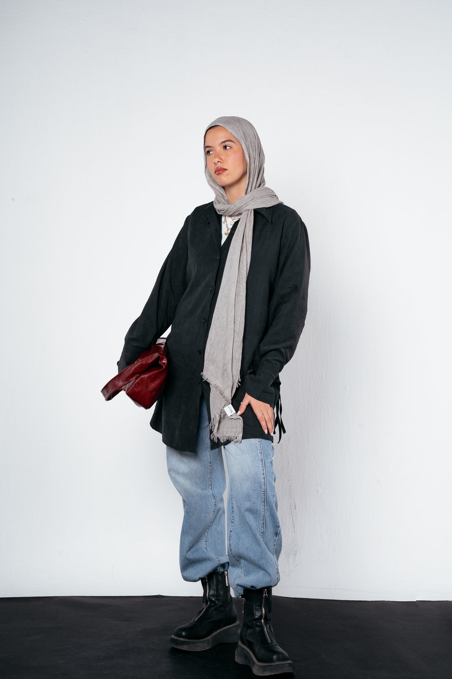 Behind Tie Shirt in Black