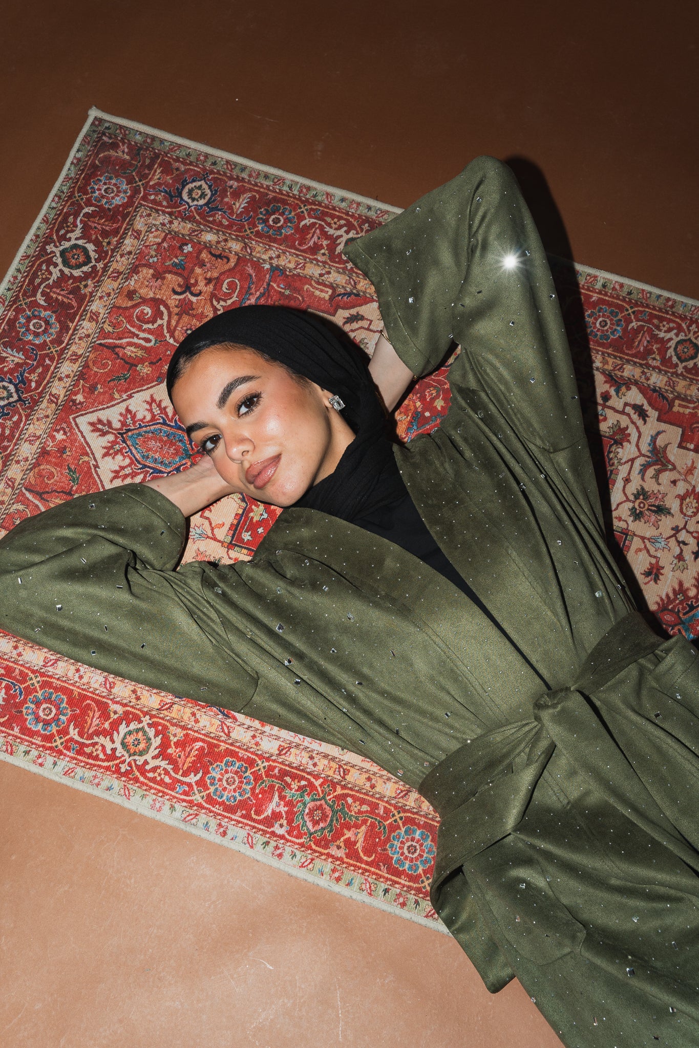 Milky way Stone Cardigan in Olive