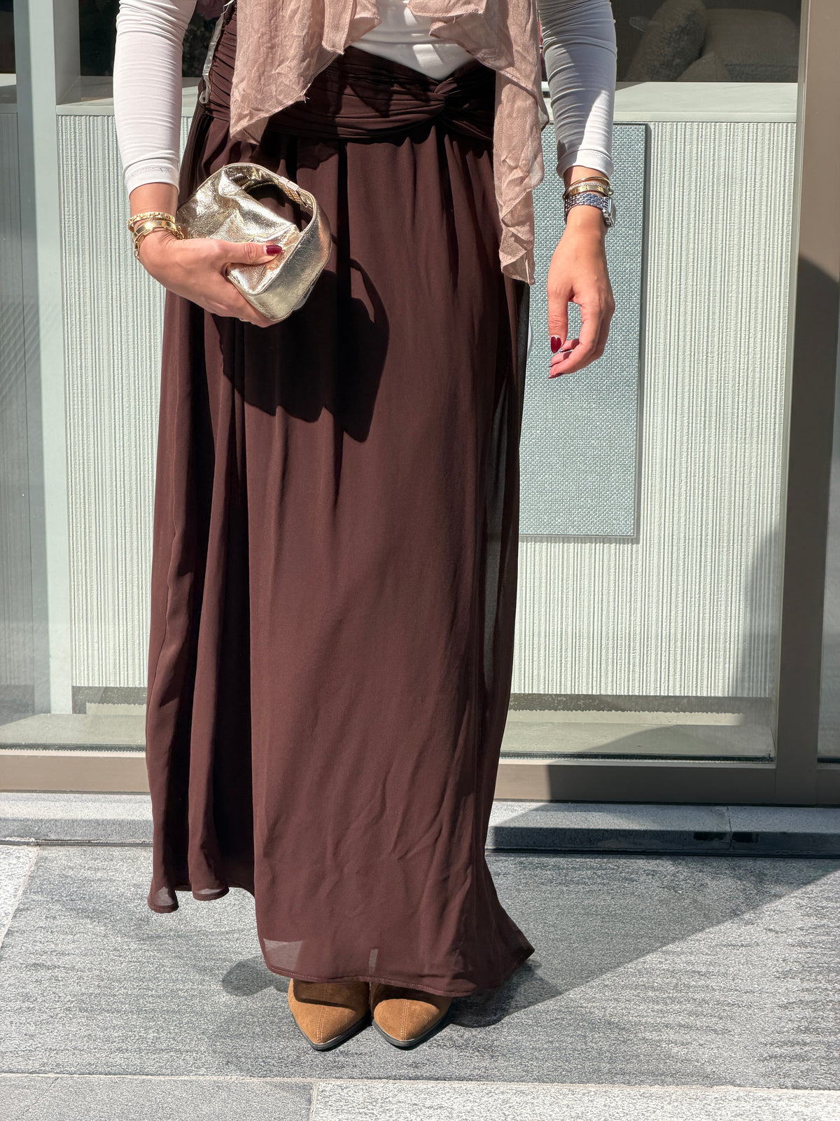 Ruby Twisted Skirt in Brown