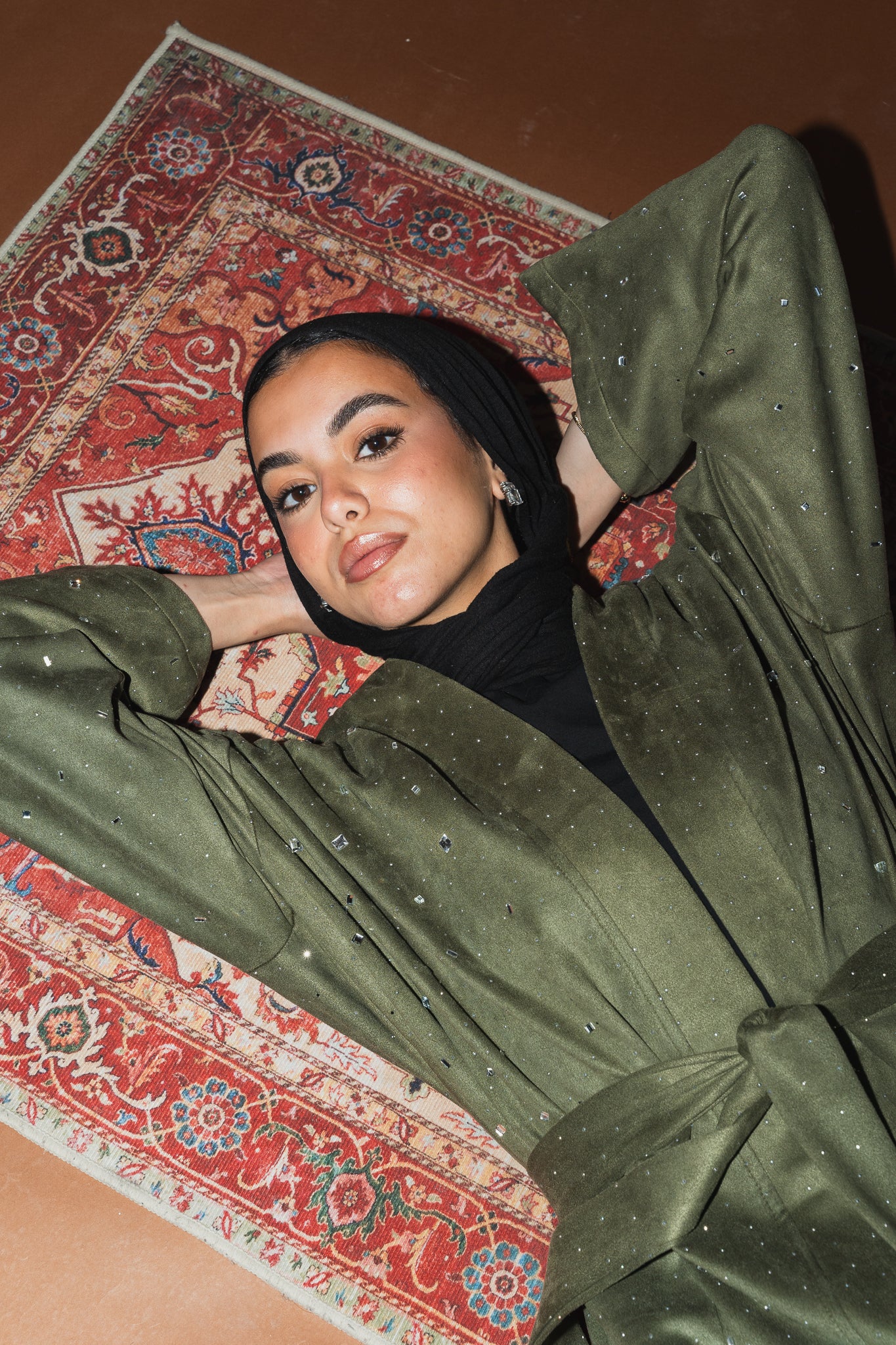 Milky way Stone Cardigan in Olive