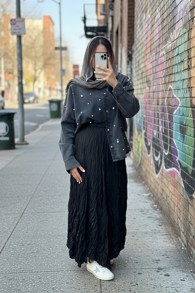 Anne Crushed skirt in Black