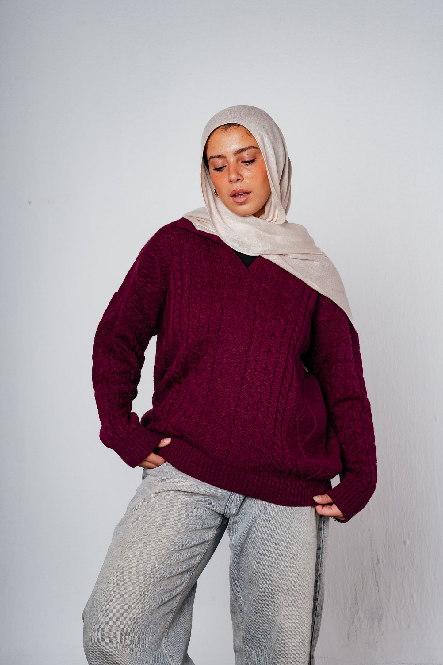 Knit Heaven Pullover in Raspberry