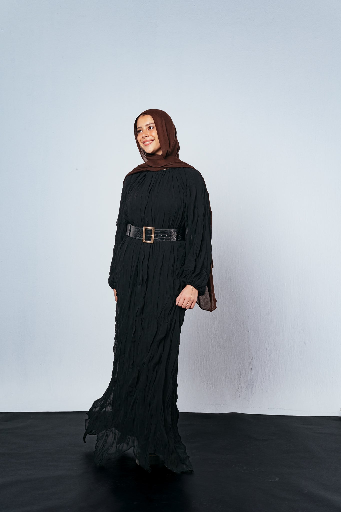 Nazly Crushed Dress in Black