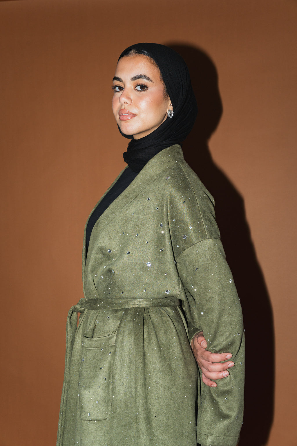 Milky way Stone Cardigan in Olive