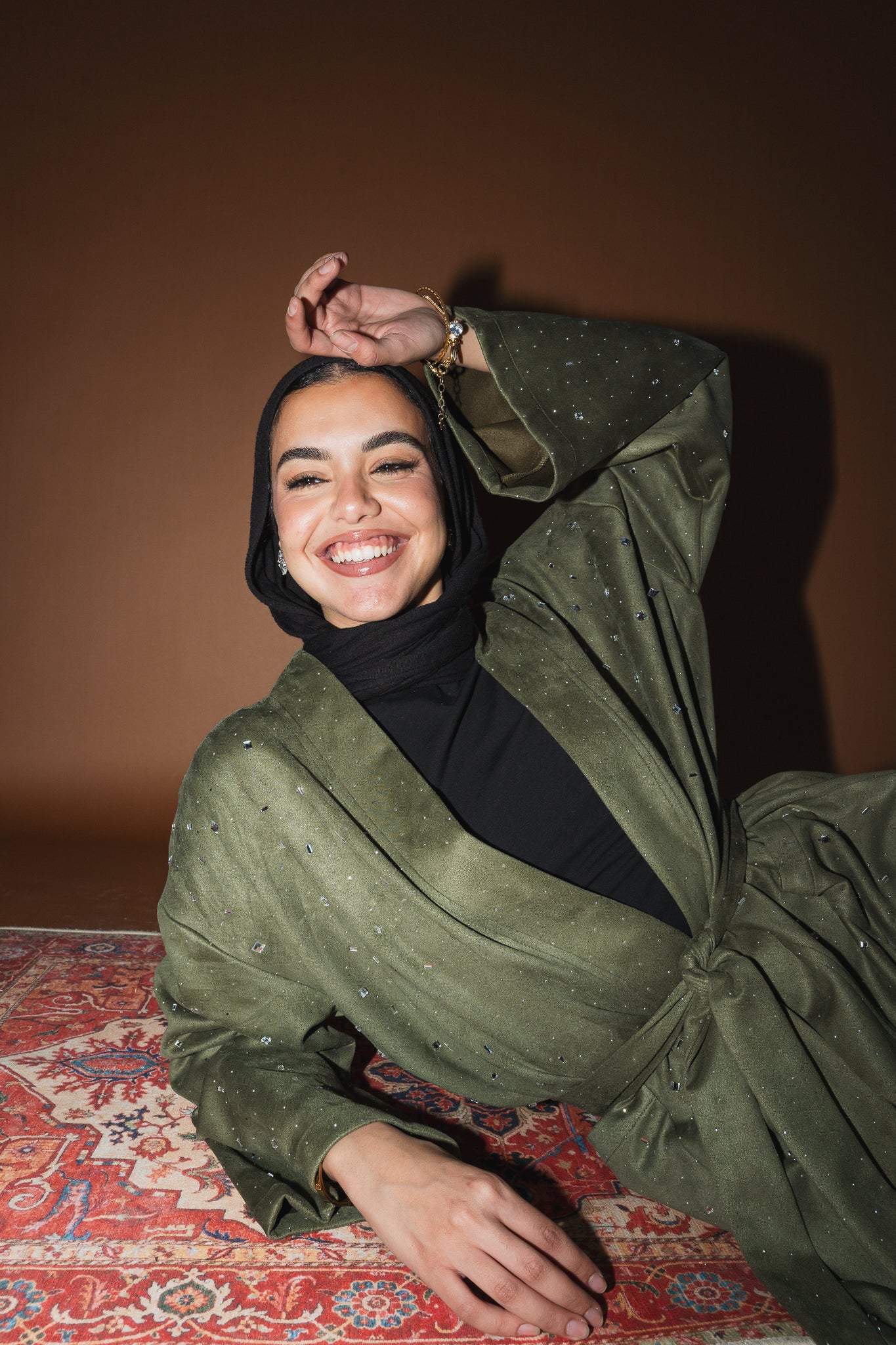 Milky way Stone Cardigan in Olive