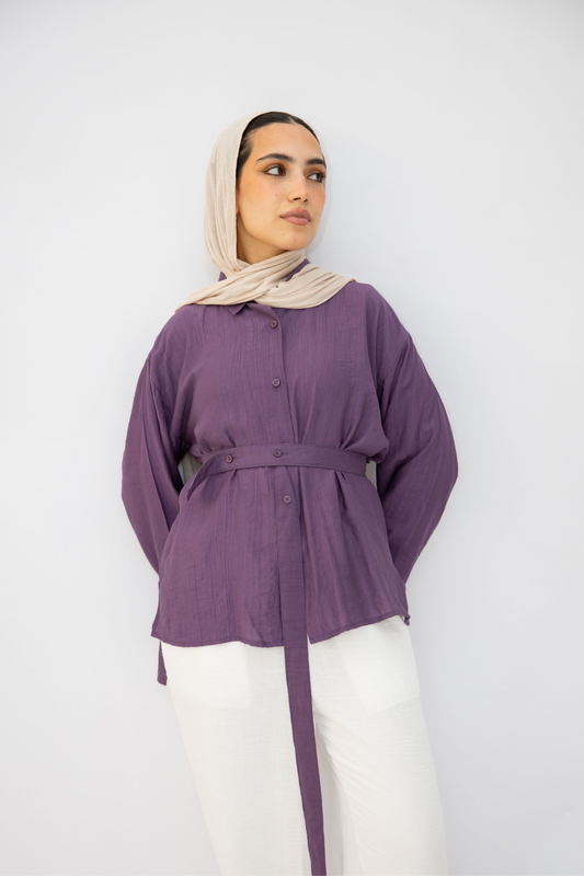 The Adjust belted shirt in Purple