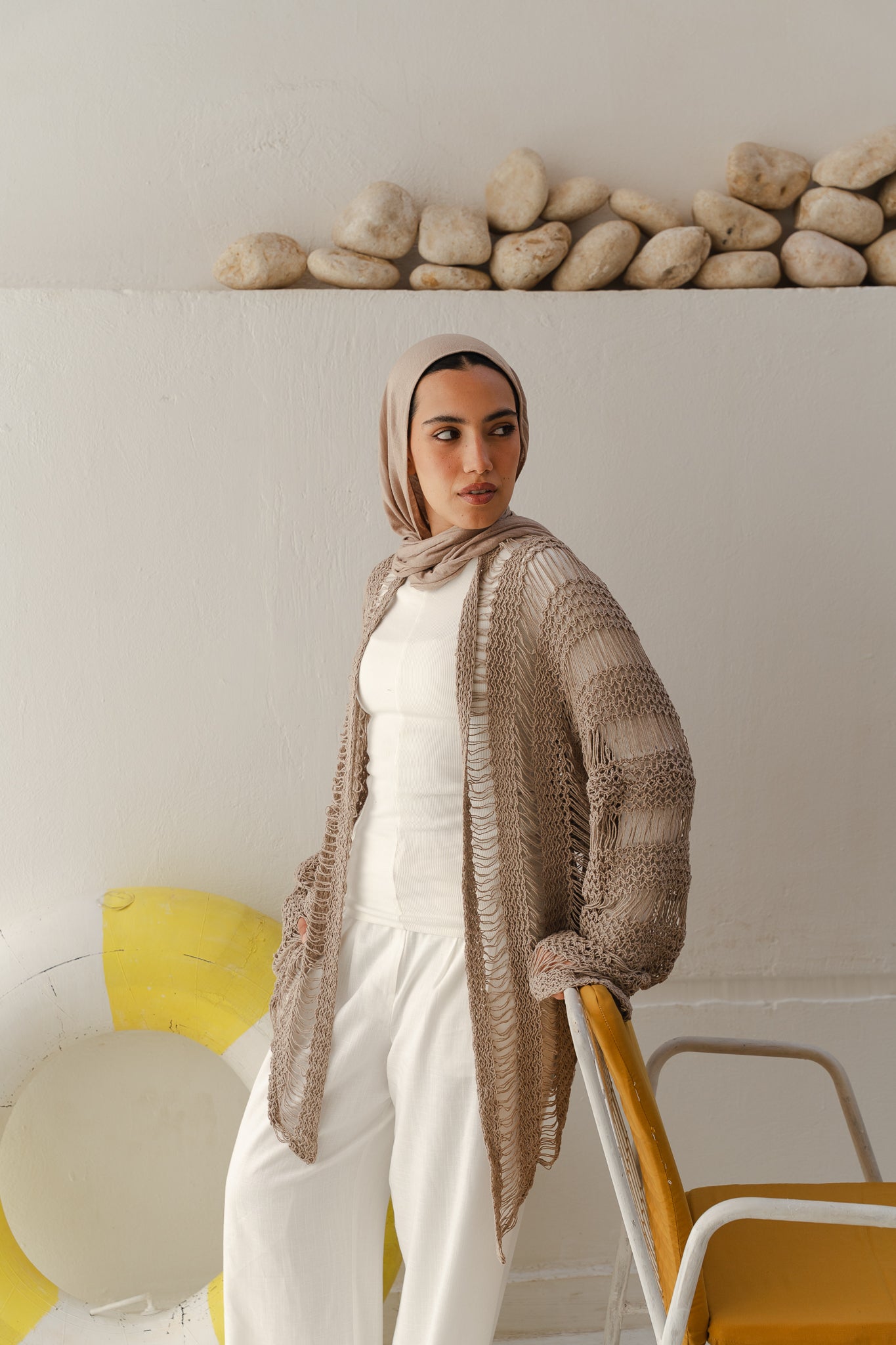 Coastal Crochet Cardigan in Cafe