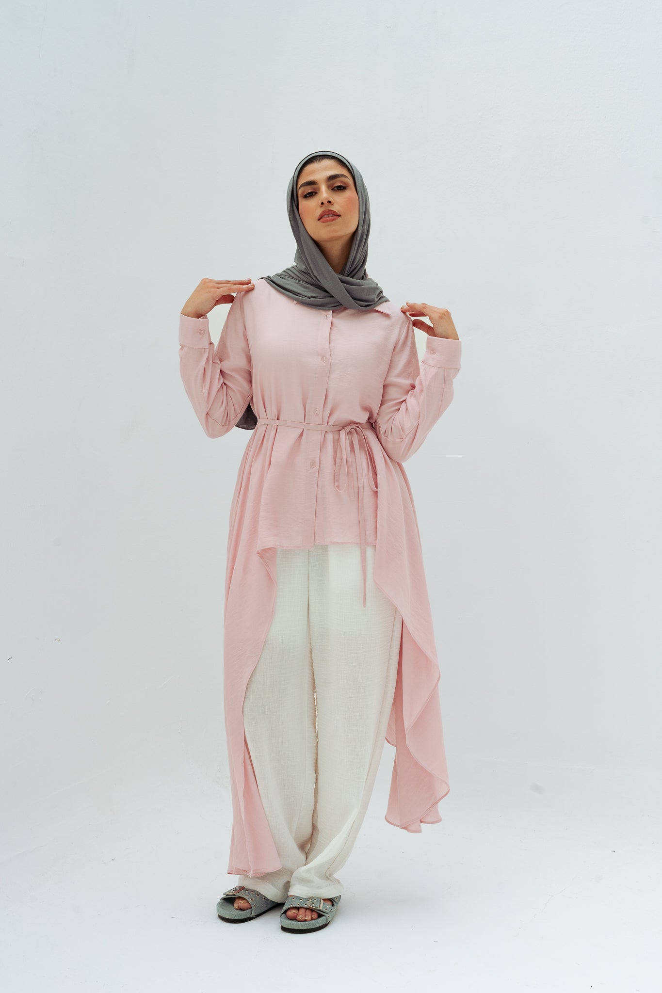 Draped Asymmetrical Top in Rose