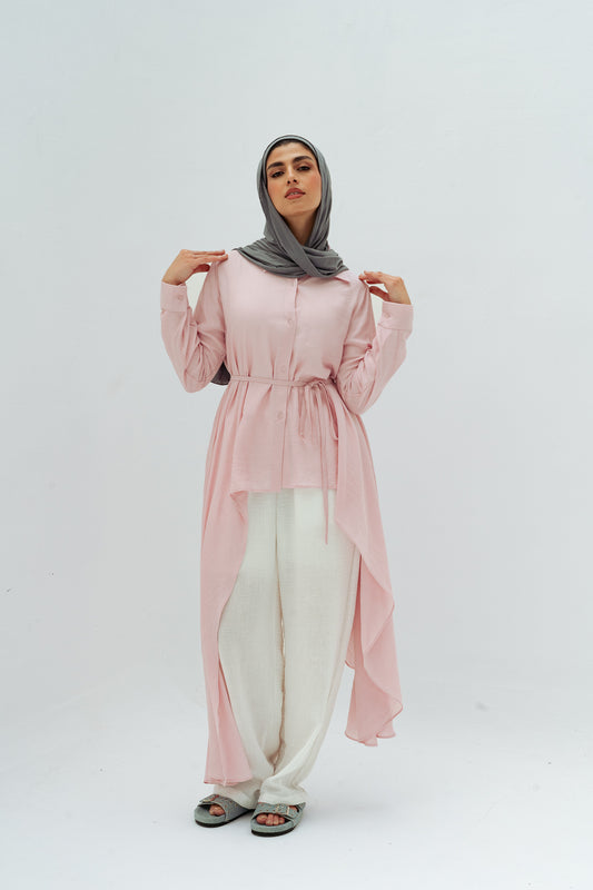 Draped Asymmetrical Top in Rose