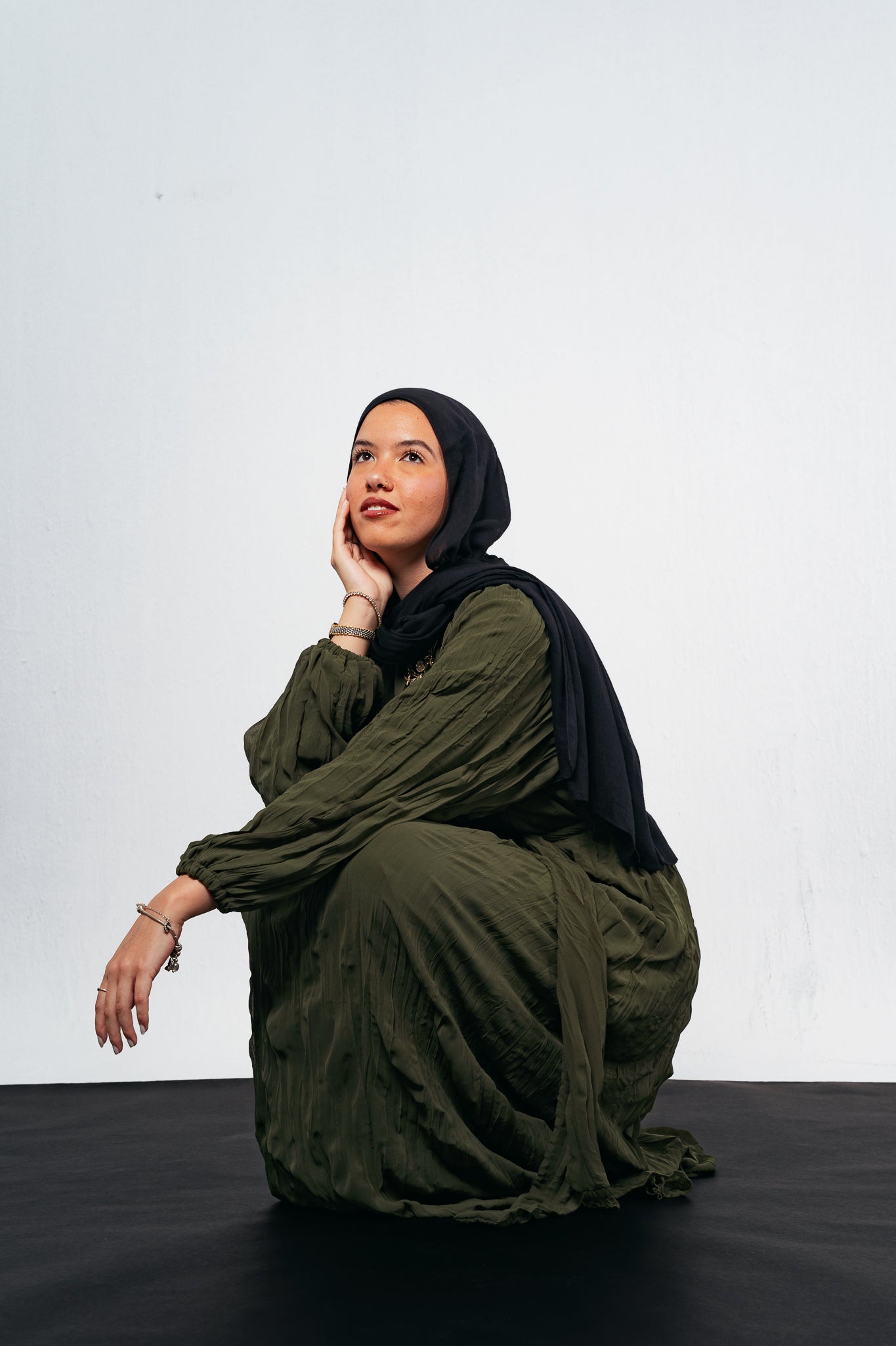 Nazly Crushed Dress in Olive