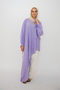 Asymmetric Linen Top in Lilac