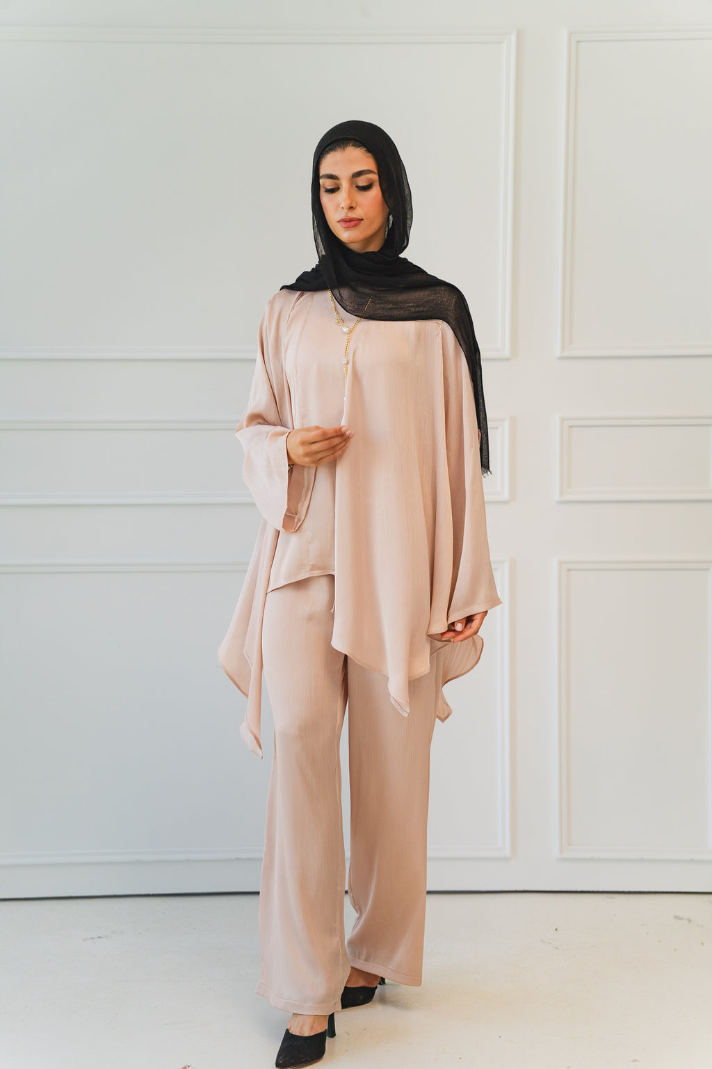 Luxe Drapped Set in Champagne