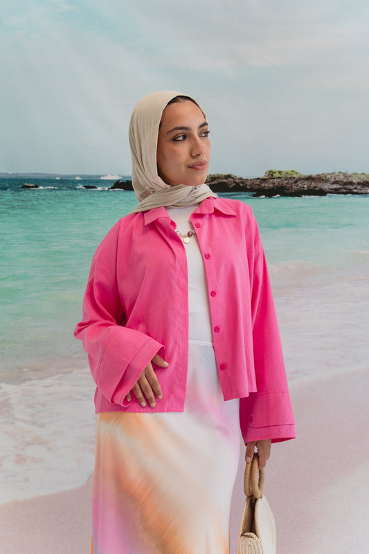 Pastel cloud cropped shirt in Pink