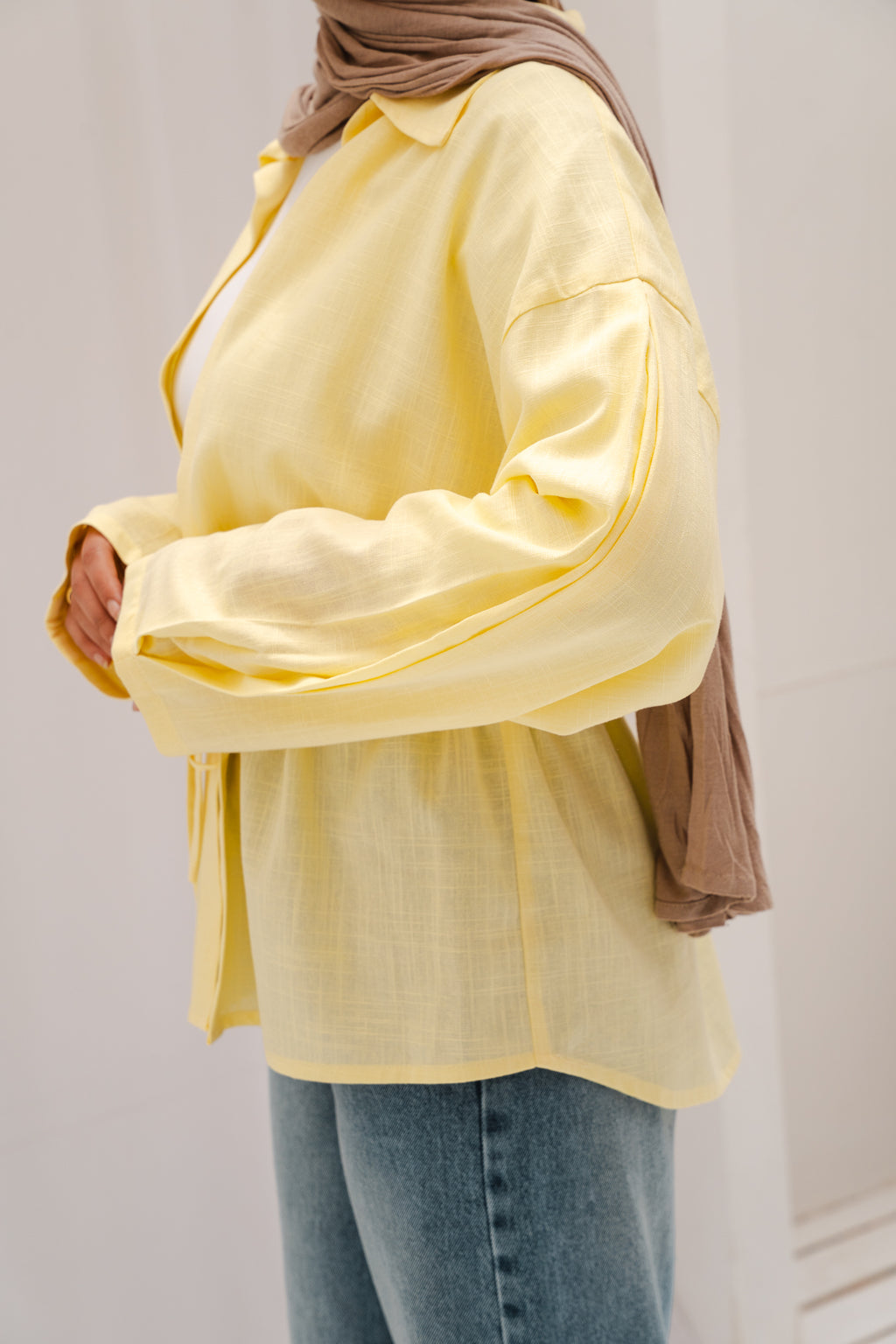 Slay You Girl Linen Top in Yellow