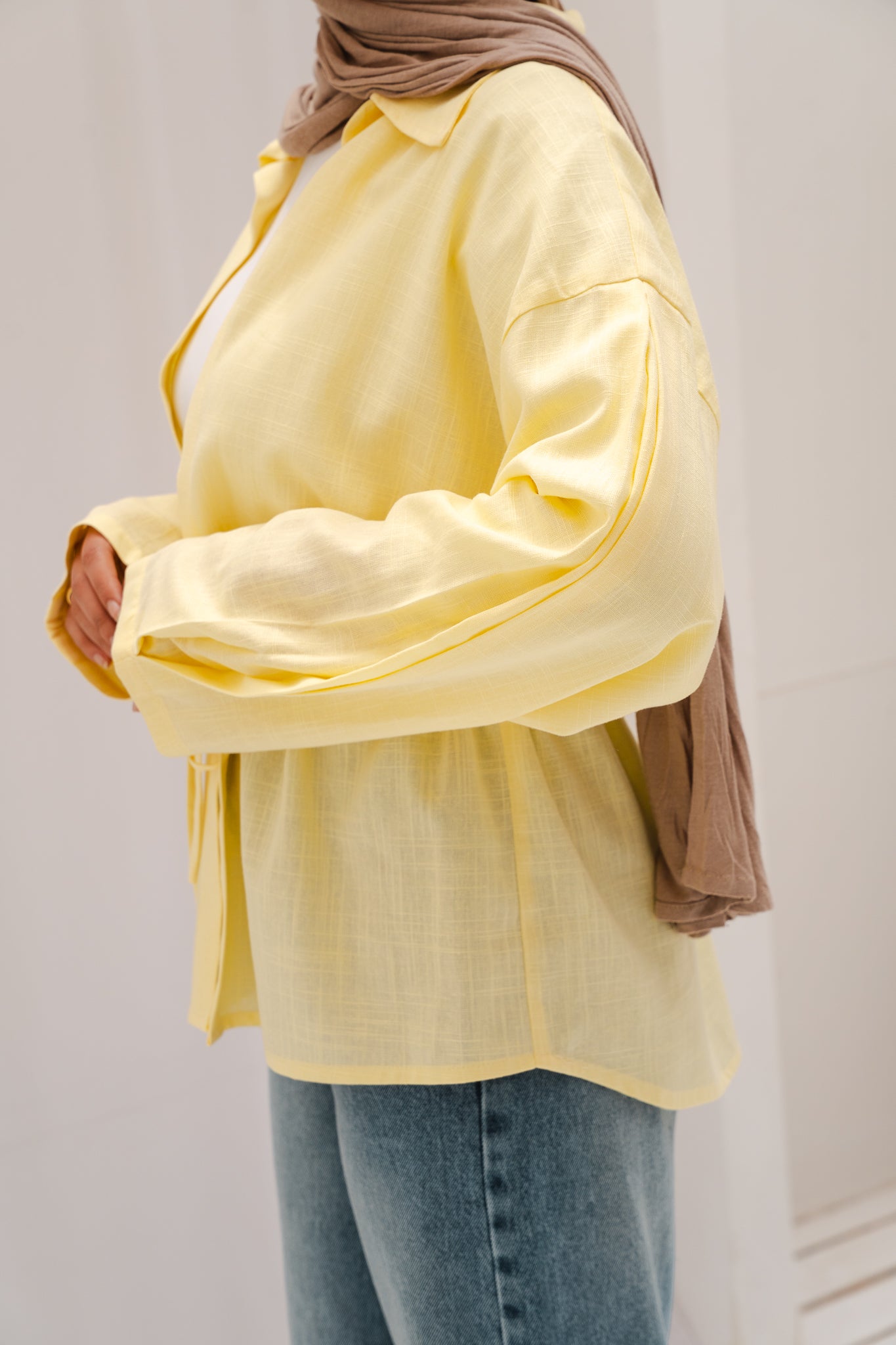 Slay You Girl Linen Top in Yellow