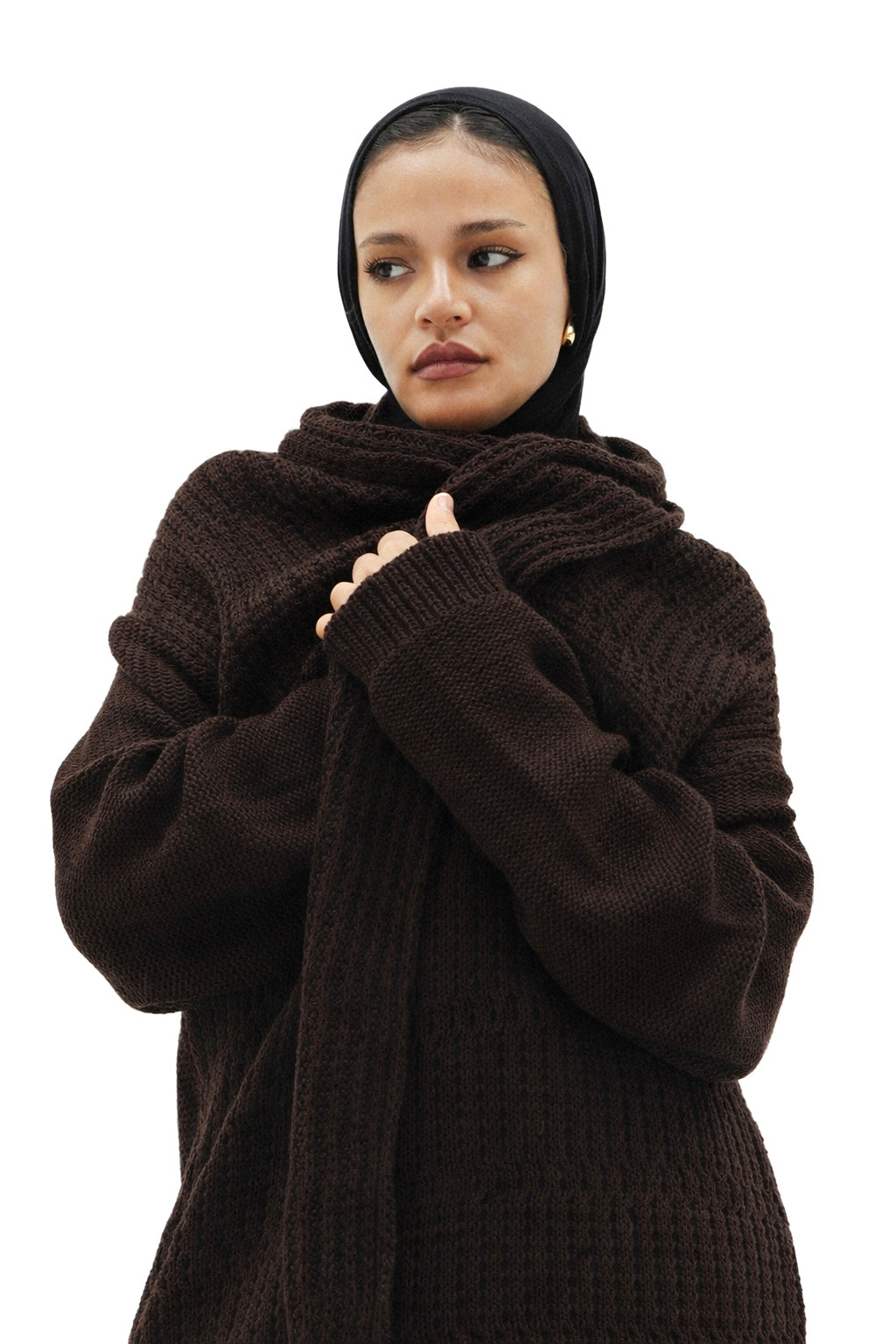 The Warm Hug Knit Cardigan in Brown