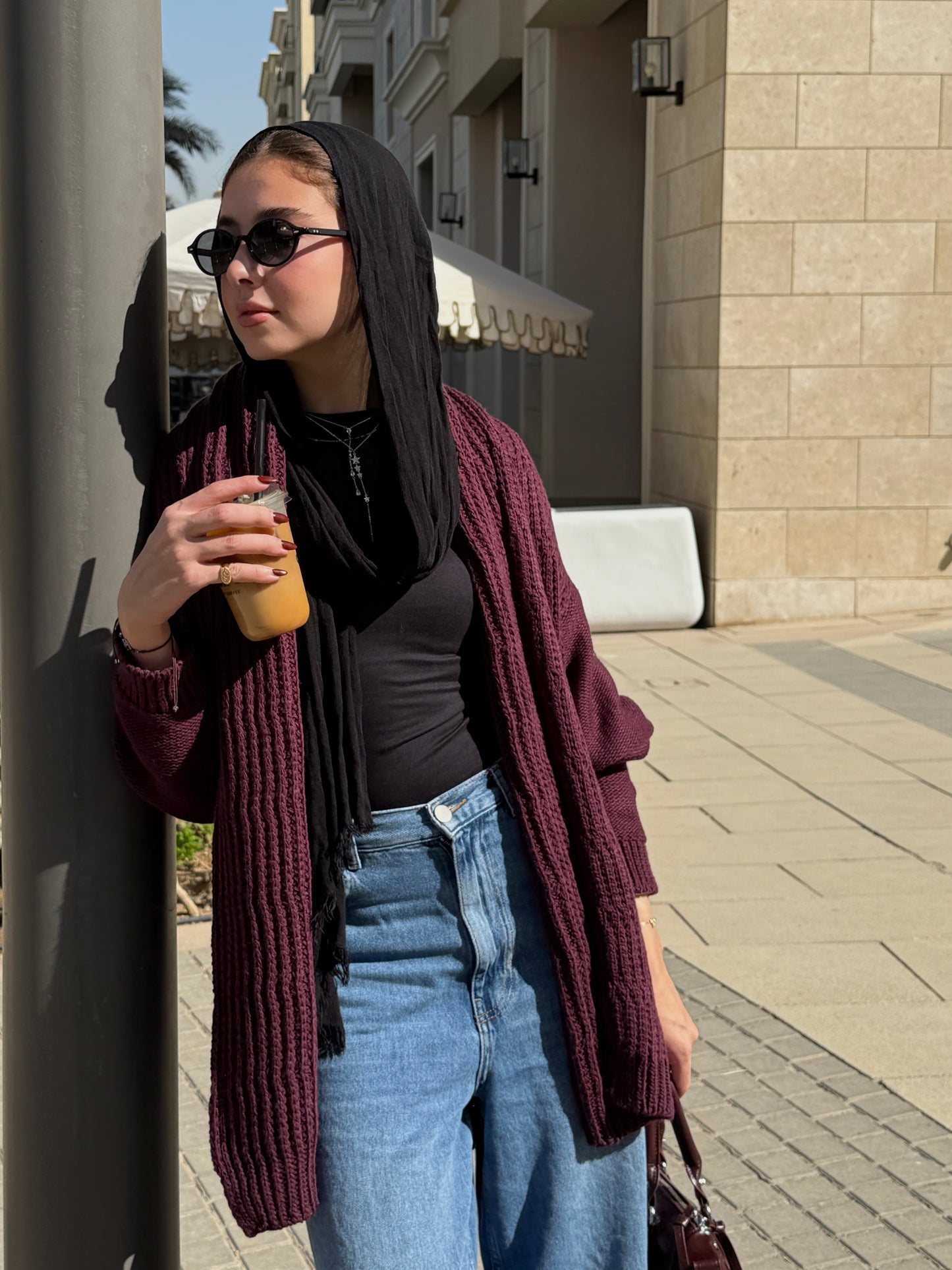 The Warm Hug Knit Cardigan in Burgundy