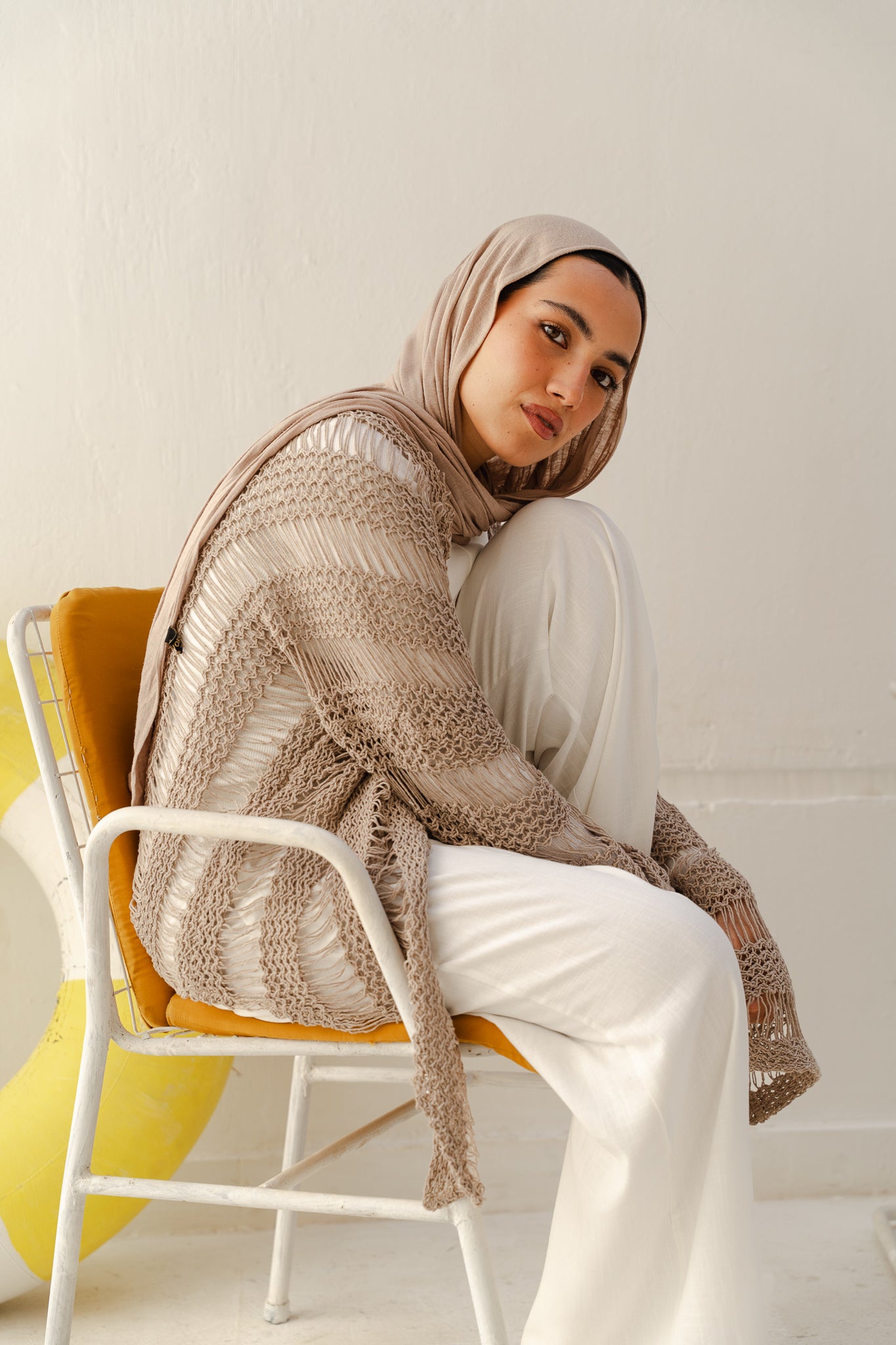 Coastal Crochet Cardigan in Cafe