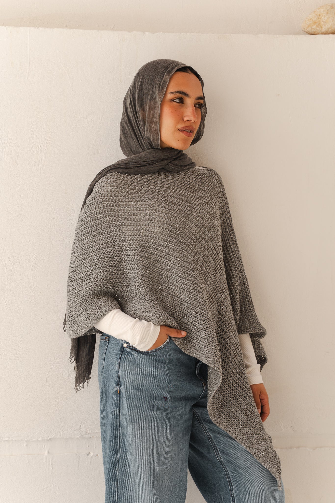 Lumira Cape Top in Shimmer Grey