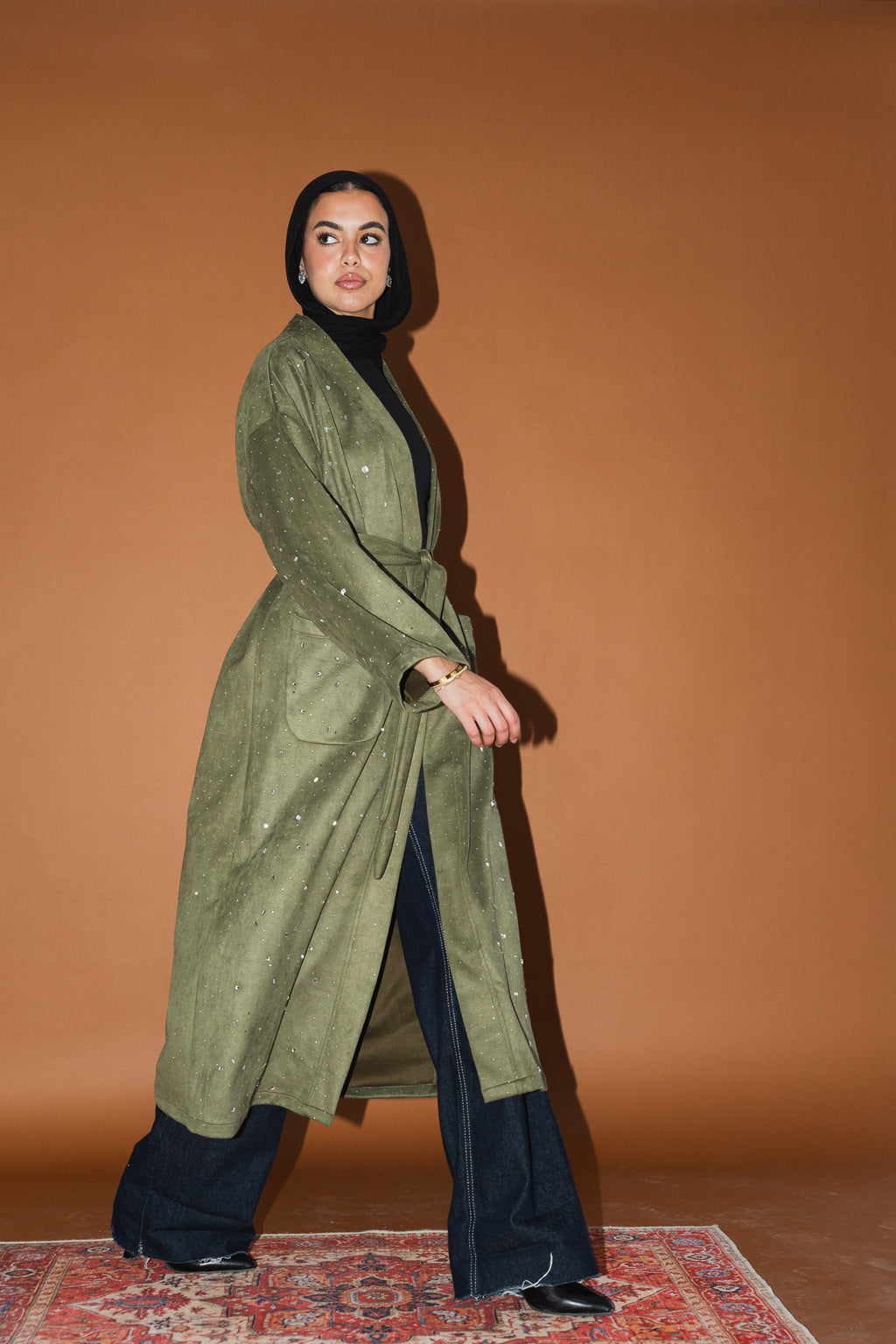 Milky way Stone Cardigan in Olive