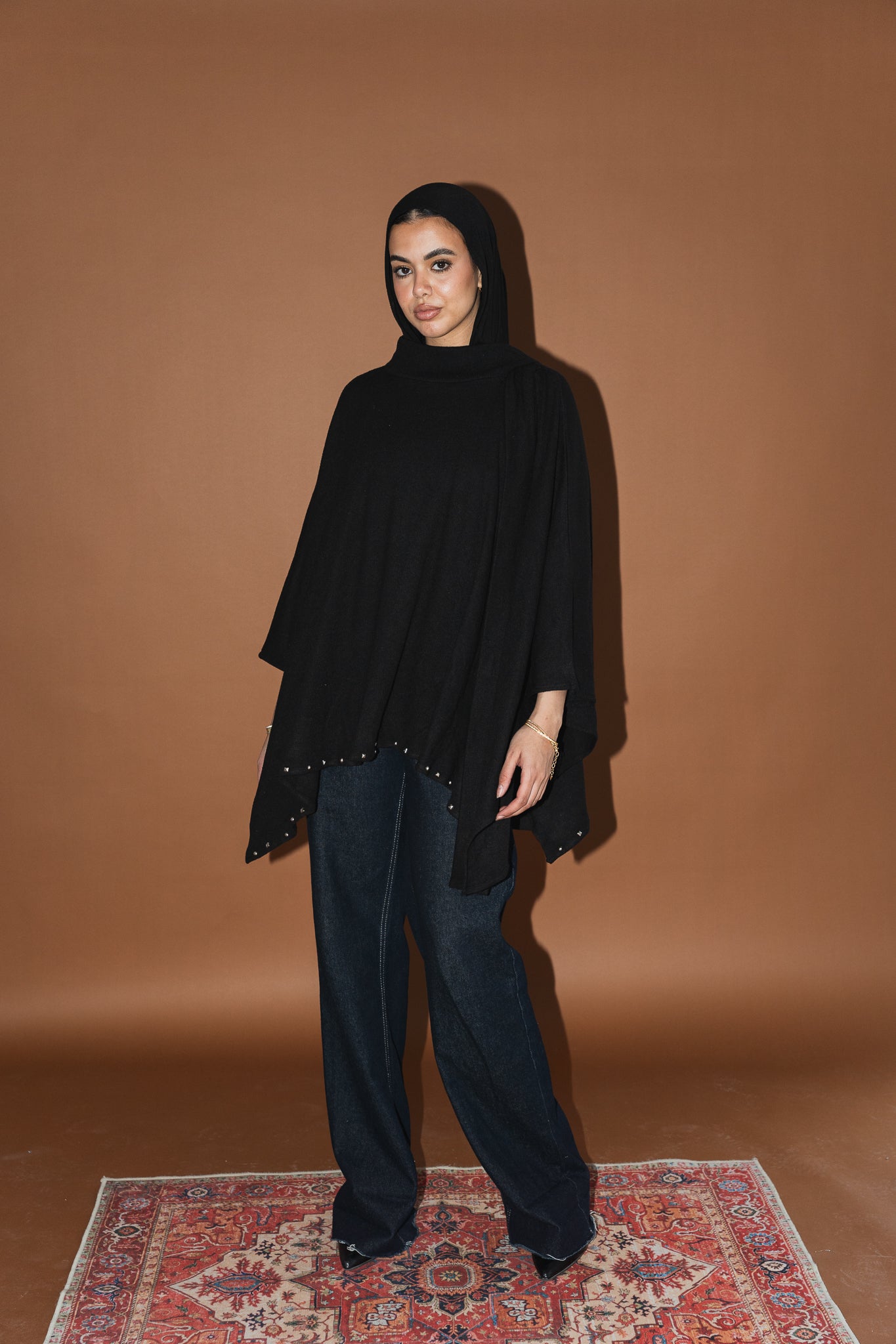 Studded Stardust Cape in Black