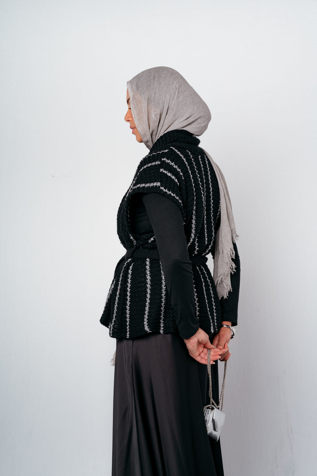 Silver Threads Knit Vest in Black