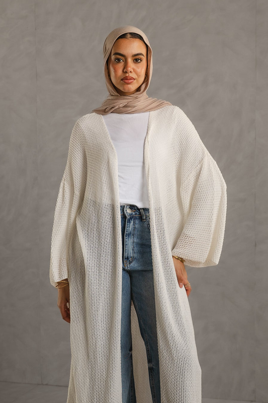 Cloud Waves Crochet Long Cardigan