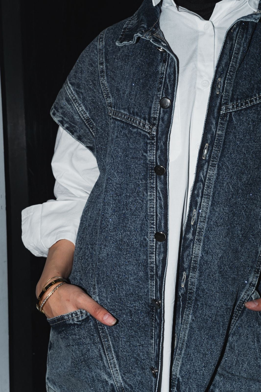 Denim Vest in Dark blue