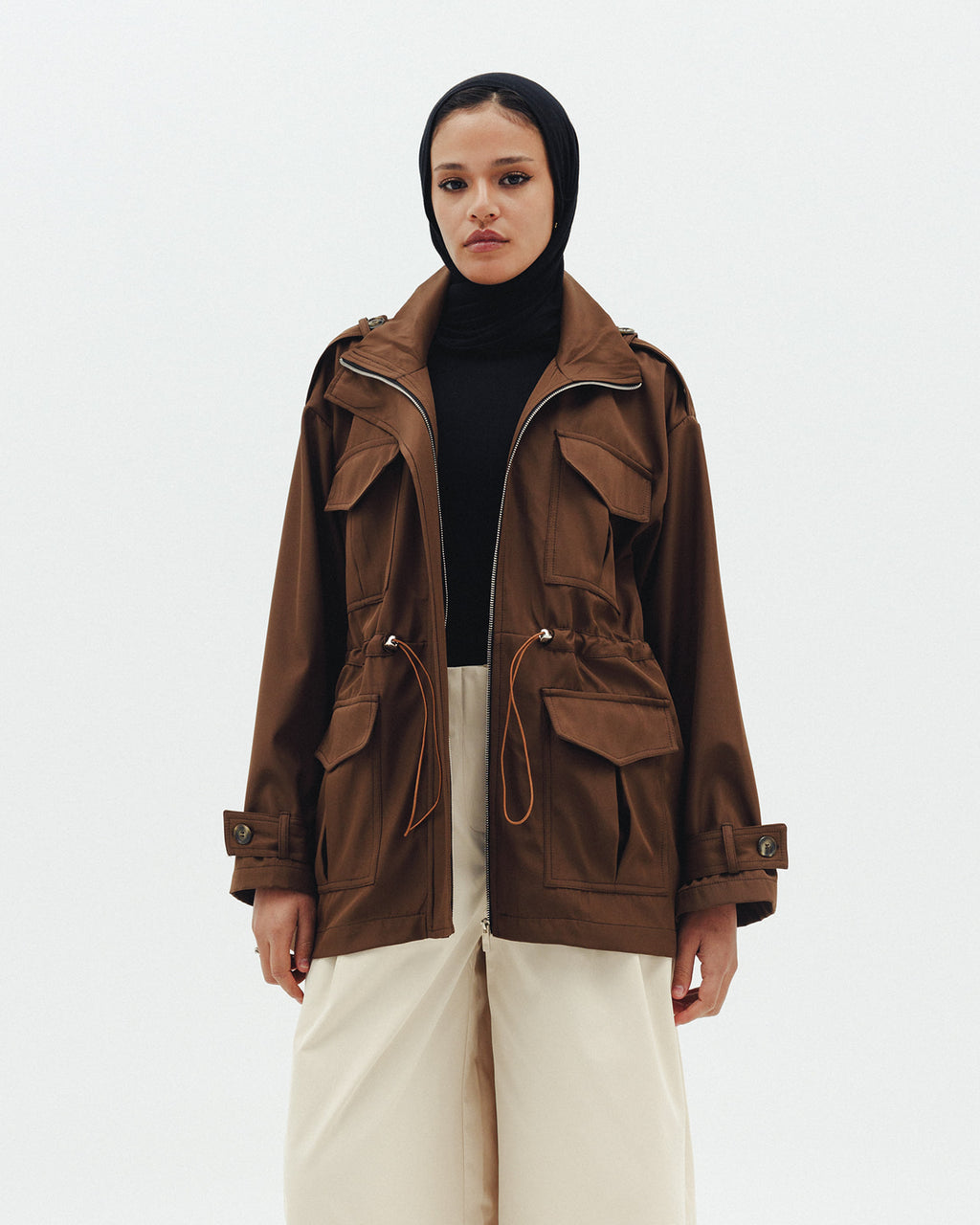The Drawstring Jacket in Brown
