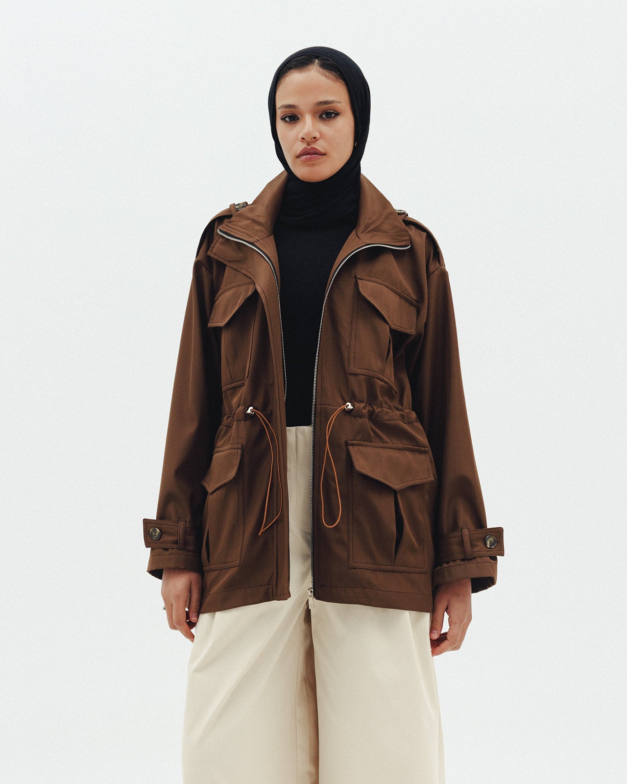 The Drawstring Jacket in Brown