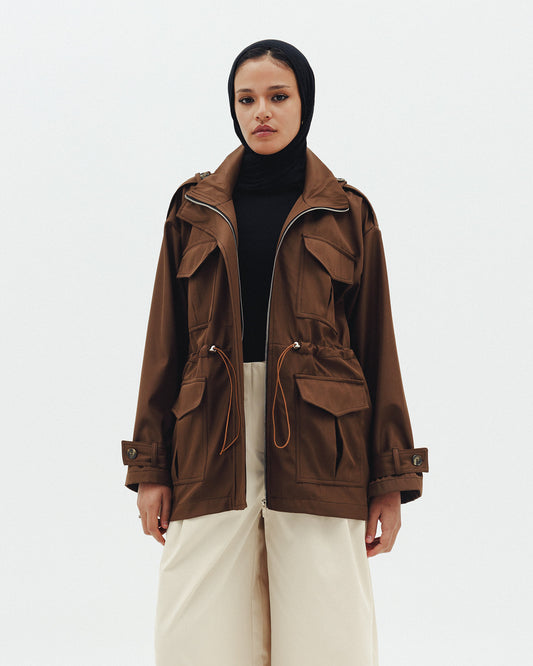 The Drawstring Jacket in Brown