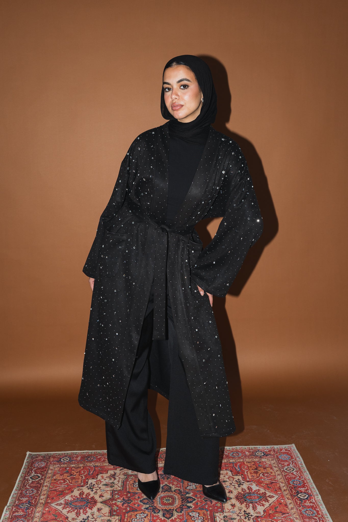 Milky way Stone Cardigan in Black