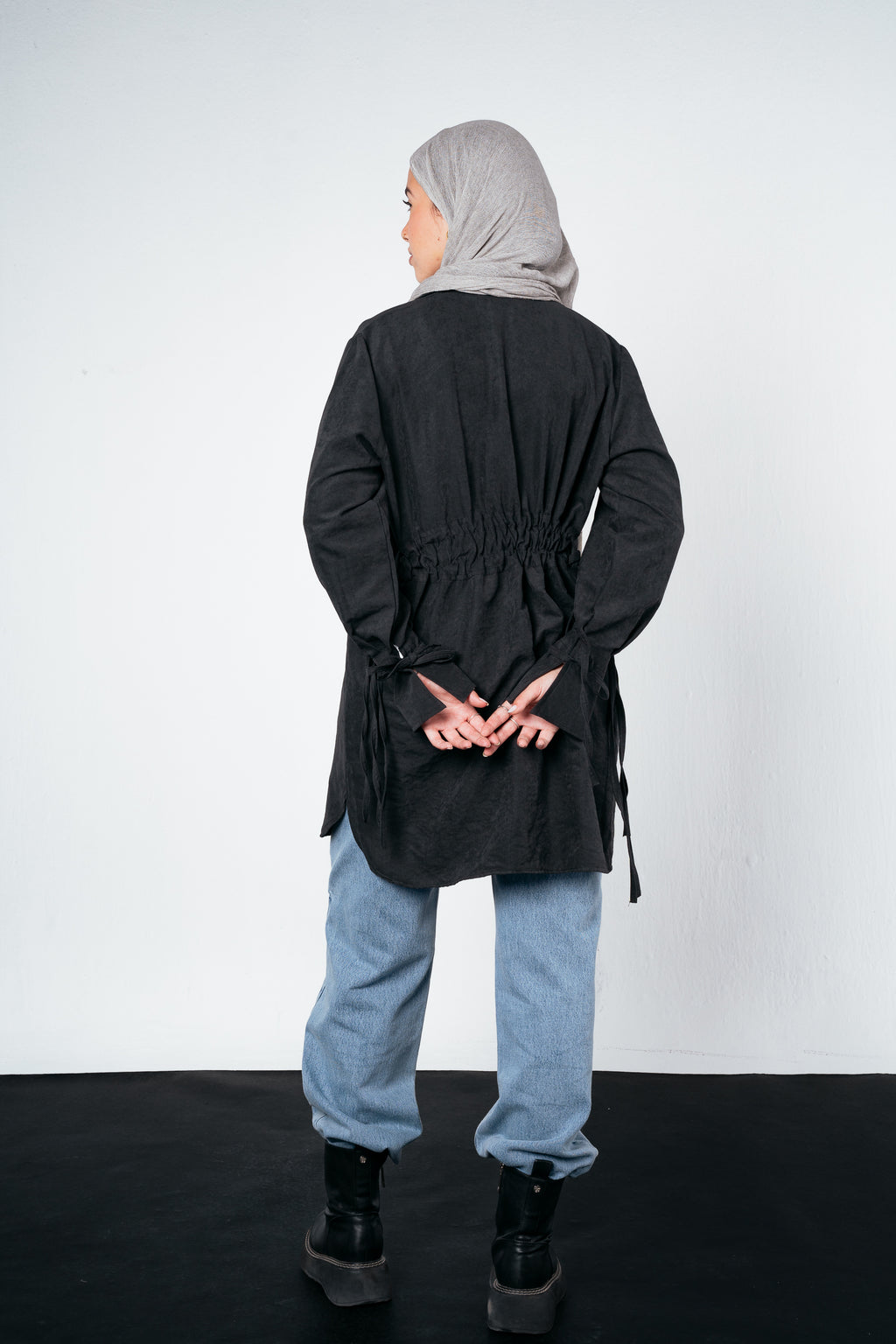 Behind Tie Shirt in Black