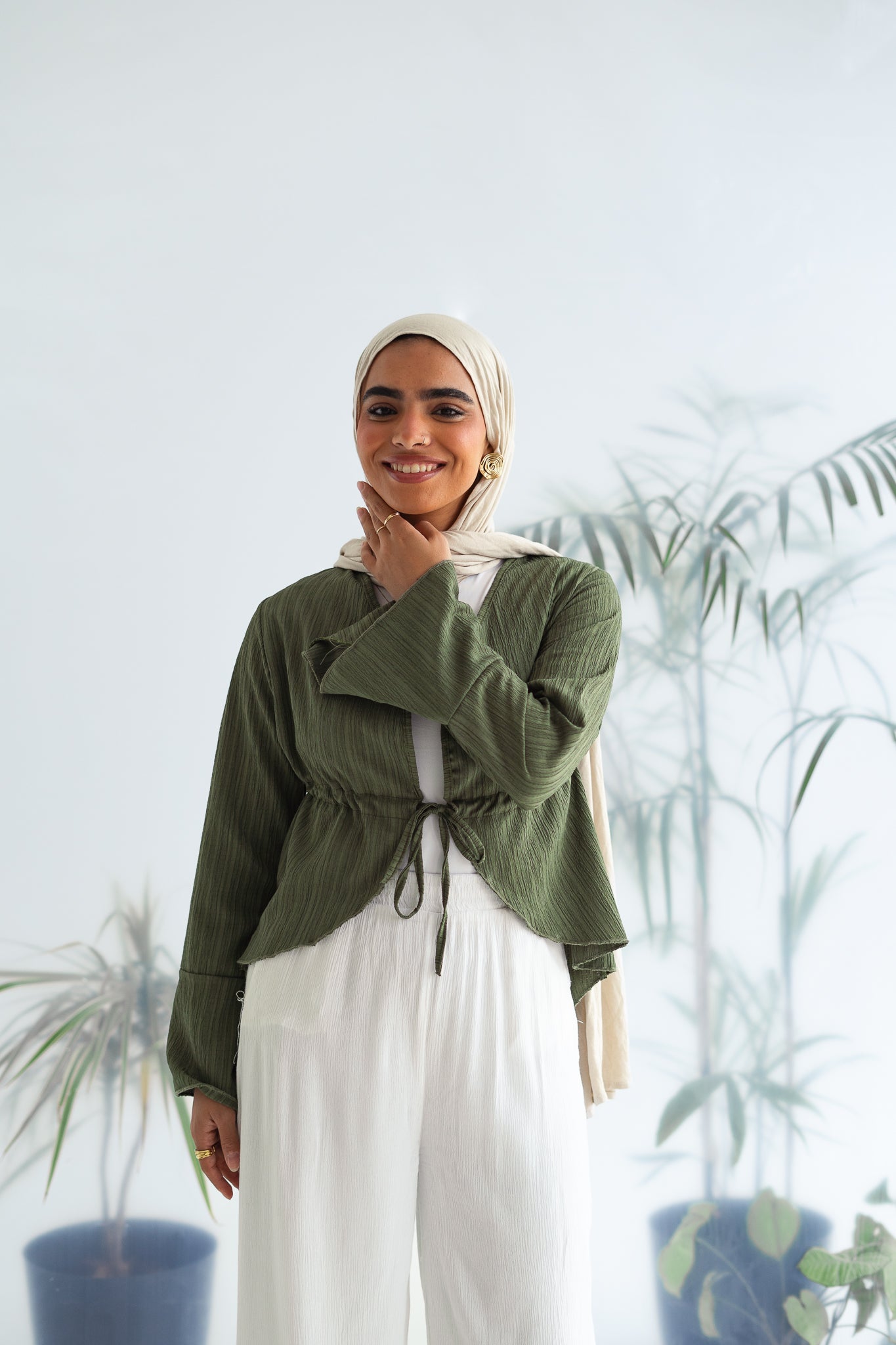 Short celine top in olive