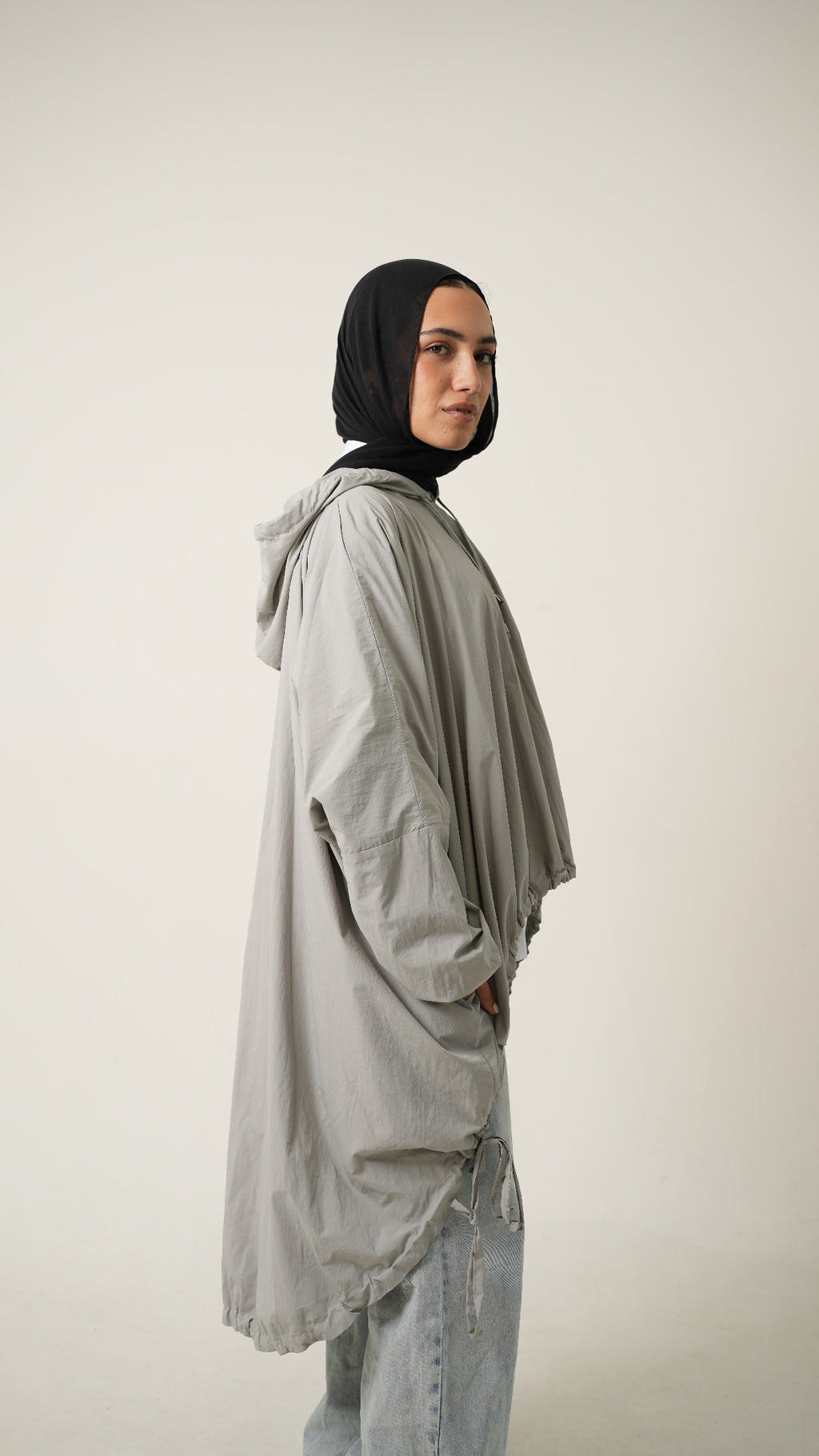 Hooded Waterproof jacket in metal gray