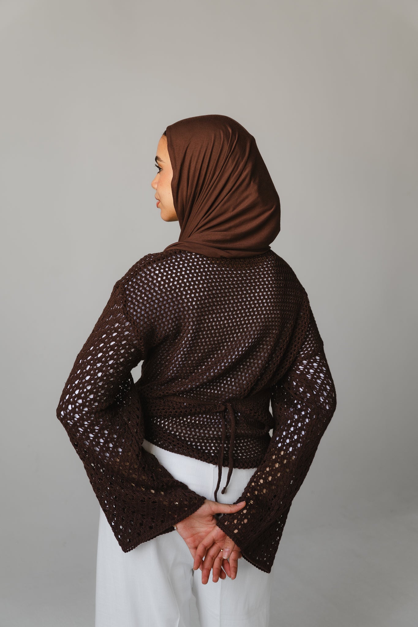 Seashell Wrap Top in Brown