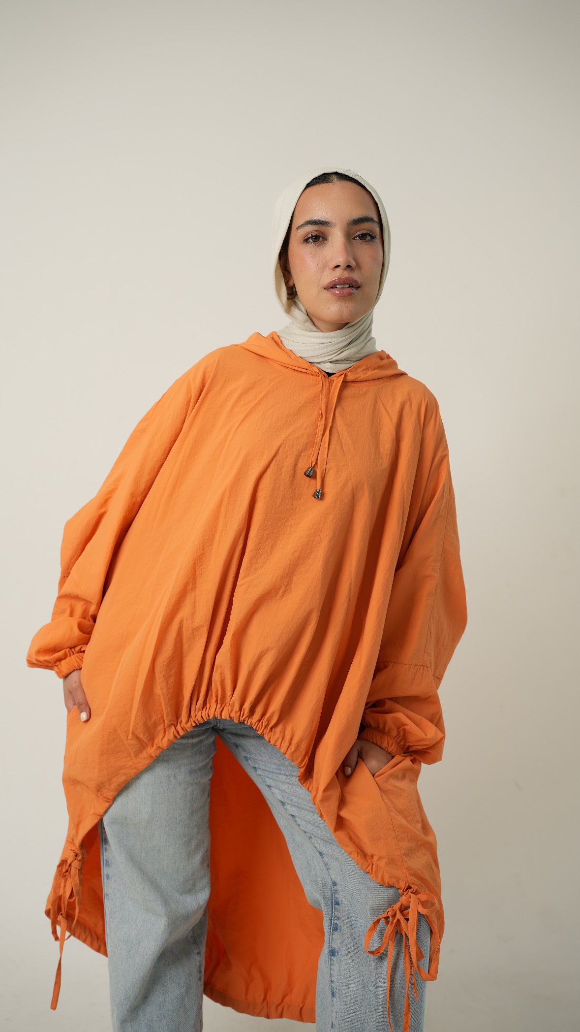 Hooded Waterproof jacket in pumpkin